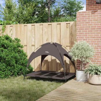 erhöhtes Hundebett mit abnehmbarem Dach Braun XL Stahl