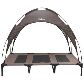 erhöhtes Hundebett mit abnehmbarem Dach Braun XL Stahl