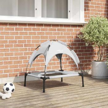 ARDEBO.de - Erhöhtes Hundebett mit Abnehmbarem Dach Silber Grau Stahl