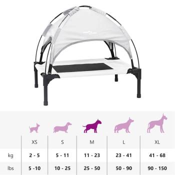 erhöhtes Hundebett mit abnehmbarem Dach Silber Grau M Stahl