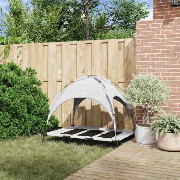 Erhöhtes Hundebett mit abnehmbarem Dach Silbergrau XL Stahl