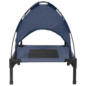 Erhöhtes Hundebett mit Abnehmbarem Dach Marineblau S Stahl
