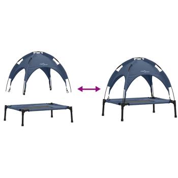 Erhöhtes Hundebett mit Abnehmbarem Dach Marineblau S Stahl