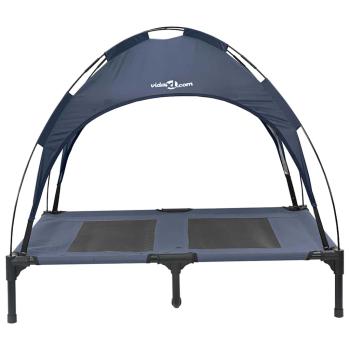 erhöhtes Hundebett mit abnehmbarem Dach Marineblau L Stahl