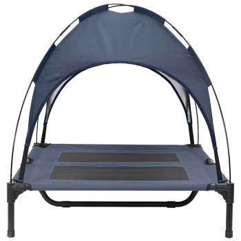 erhöhtes Hundebett mit abnehmbarem Dach Marineblau L Stahl