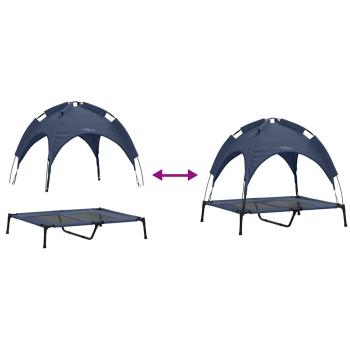 erhöhtes Hundebett mit abnehmbarem Dach Marineblau L Stahl