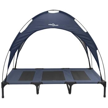 Erhöhtes Hundebett mit abnehmbarem Dach Marine Blau XL Stahl