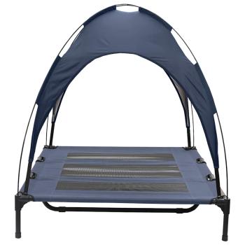 Erhöhtes Hundebett mit abnehmbarem Dach Marine Blau XL Stahl