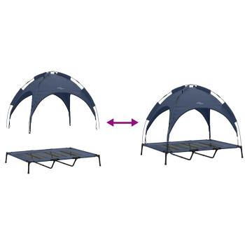 Erhöhtes Hundebett mit abnehmbarem Dach Marine Blau XL Stahl