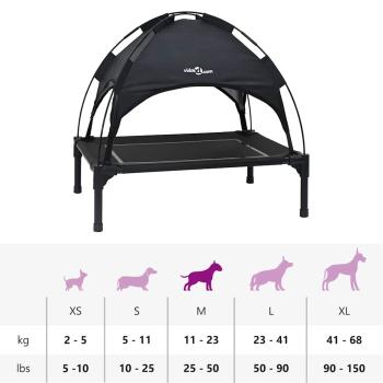 Erhoogtes Hundebett mit abnehmbarem Dach Schwarz M Stahl