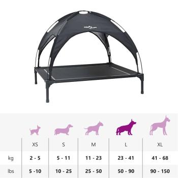 erhöhtes Hundebett mit abnehmbarem Dach Schwarz L Stahl
