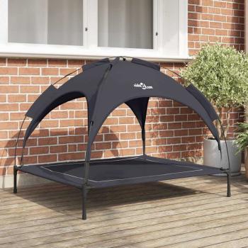 ARDEBO.de - erhöhtes Hundebett mit abnehmbarem Dach Schwarz XL Stahl