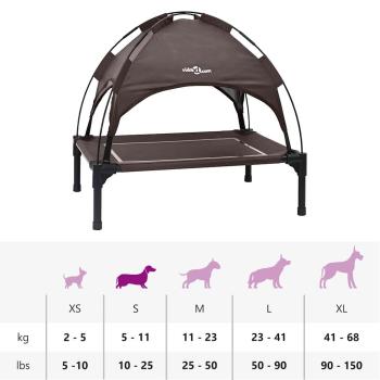 Erhöhtes Hundebett mit abnehmbarem Dach Braun S Stahl