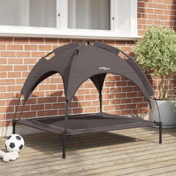 ARDEBO.de - Erhöhtes Hunde-Bett mit abnehmbarem Dach Braun L Stahl