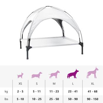 Erhöhtes Hundebett mit abnehmbarem Dach Silbergrau L Stahl