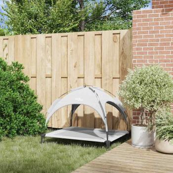Hochgestelltes Hundebett mit abnehmbarem Dach Silbergrau XL Stahl