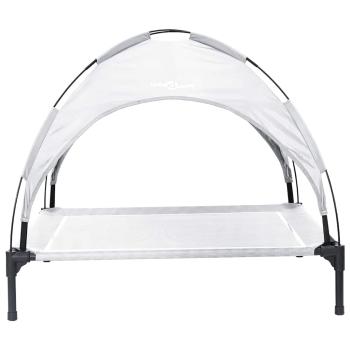Hochgestelltes Hundebett mit abnehmbarem Dach Silbergrau XL Stahl