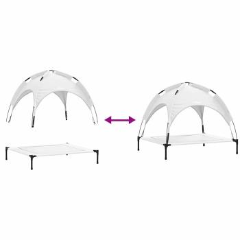 Hochgestelltes Hundebett mit abnehmbarem Dach Silbergrau XL Stahl
