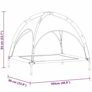 Hochgestelltes Hundebett mit abnehmbarem Dach Silbergrau XL Stahl