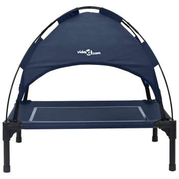 Erhöhtes Hundebett mit abnehmbarem Dach Marineblau Stahl