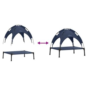 Erhöhtes Hundebett mit abnehmbarem Dach Marineblau Stahl