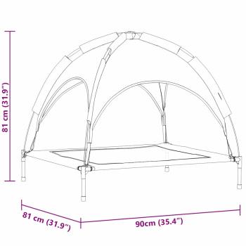 erhöhtes Hundebett mit abnehmbarem Dach Marineblau L Stahl