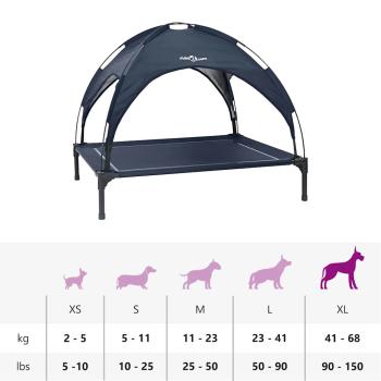 Erhöhtes Hundebett mit Abnehmbarem Dach Marineblau XL Stahl