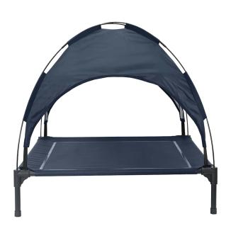 Erhöhtes Hundebett mit Abnehmbarem Dach Marineblau XL Stahl