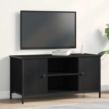 ARDEBO.de - TV Schrank Schwarz Eiche 100x40x50 cm Holzwerkstoff und Stahl