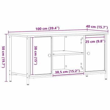 TV Schrank Schwarz Eiche 100x40x50 cm Holzwerkstoff und Stahl