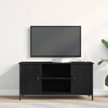 TV Schrank Schwarz Eiche 100x40x50 cm Holzwerkstoff und Stahl