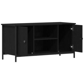 TV Schrank Schwarz Eiche 100x40x50 cm Holzwerkstoff und Stahl