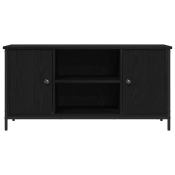 TV Schrank Schwarz Eiche 100x40x50 cm Holzwerkstoff und Stahl