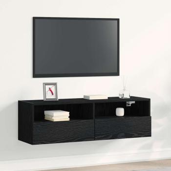 ARDEBO.de - TV-Wandschrank Schwarz Eiche 100x30x30 cm Holzwerkstoff
