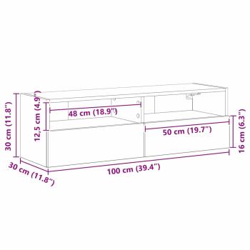 TV-Wandschrank Schwarz Eiche 100x30x30 cm Holzwerkstoff