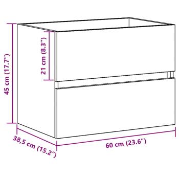 Waschbeckenunterschrank Schwarz Eiche 60x38,5x45 cm Holzwerkstoff
