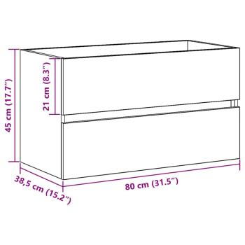 Waschbeckenunterschrank schwarzes Eichenholz 80x38,5x45 cm Holzwerkstoff