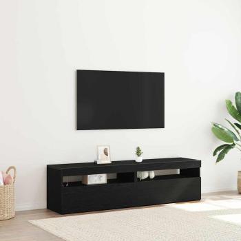 ARDEBO.de - TV-Schränke mit LED-Lichtern 2 Stück Schwarz Eiche 75x35x40 cm Holzwerkstoff