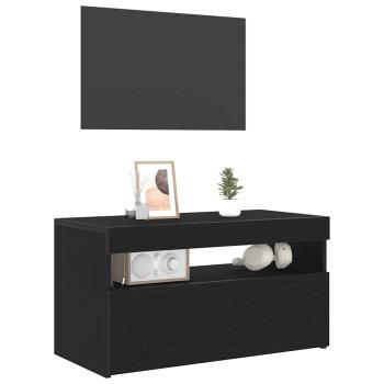 TV-Schränke mit LED-Lichtern 2 Stück Schwarz Eiche 75x35x40 cm Holzwerkstoff