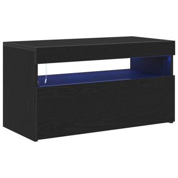 TV-Schränke mit LED-Lichtern 2 Stück Schwarz Eiche 75x35x40 cm Holzwerkstoff
