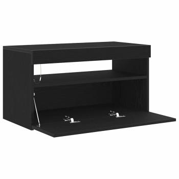 TV-Schränke mit LED-Lichtern 2 Stück Schwarz Eiche 75x35x40 cm Holzwerkstoff