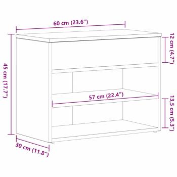 Flurbank Schwarz Eiche 60x30x45 cm Holzwerkstoff