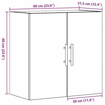 Wandschrank Schwarz Eiche 60x31x60 cm Holzwerkstoff