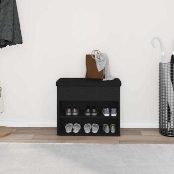 Aufbewahrungsbank Schwarz Eiche 60x30x48 cm Ingenie Holz