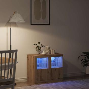 Seitenschränke mit LED-Lichtern 2 Stück Artisan Eiche 41x37x67 cm