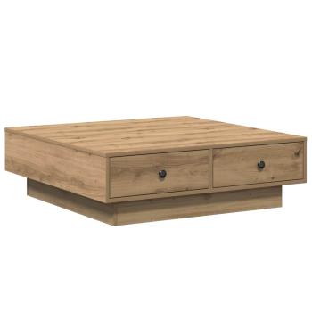 Couchtisch Eiche Furnier, MDF 90 x 90 x 28 cm Aufbewahrung