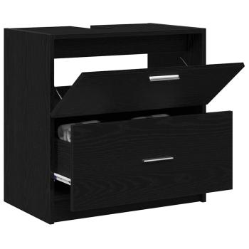Waschbeckenunterschrank Schwarz Eiche 59x37x59 cm Ingenieurholz