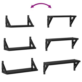3-teiliges Wandregal-Set Schwarze Eiche Technisch Holz