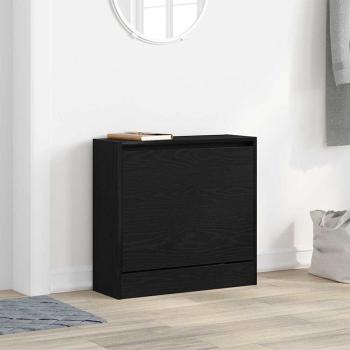 ARDEBO.de - Schuhschrank Schwarz Eiche 60x21x57 cm aus Holzwerkstoff