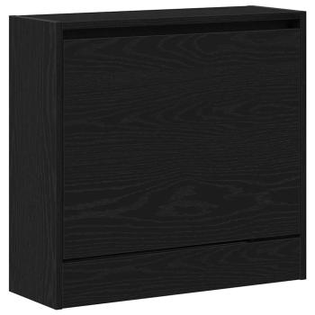 Schuhschrank Schwarz Eiche 60x21x57 cm aus Holzwerkstoff